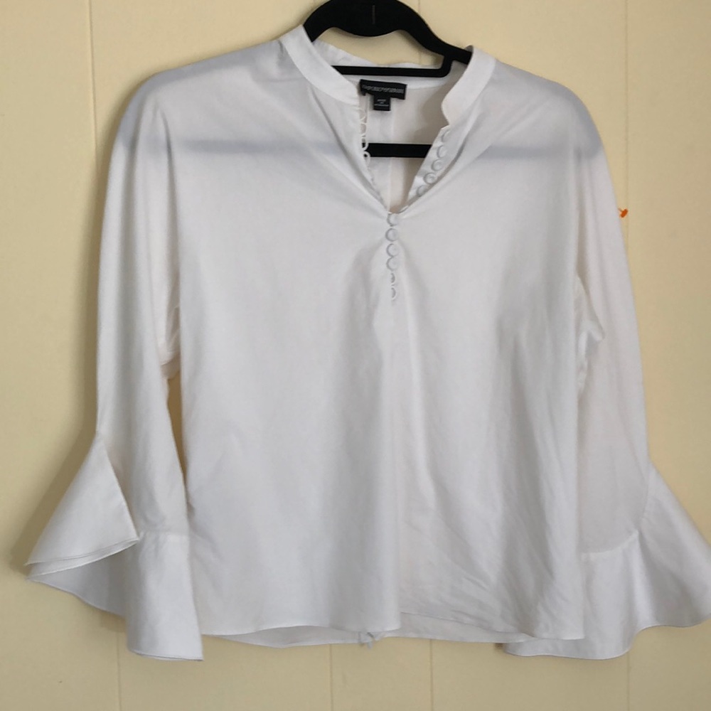 Emporio Armani white flared arms blouse. Size 44